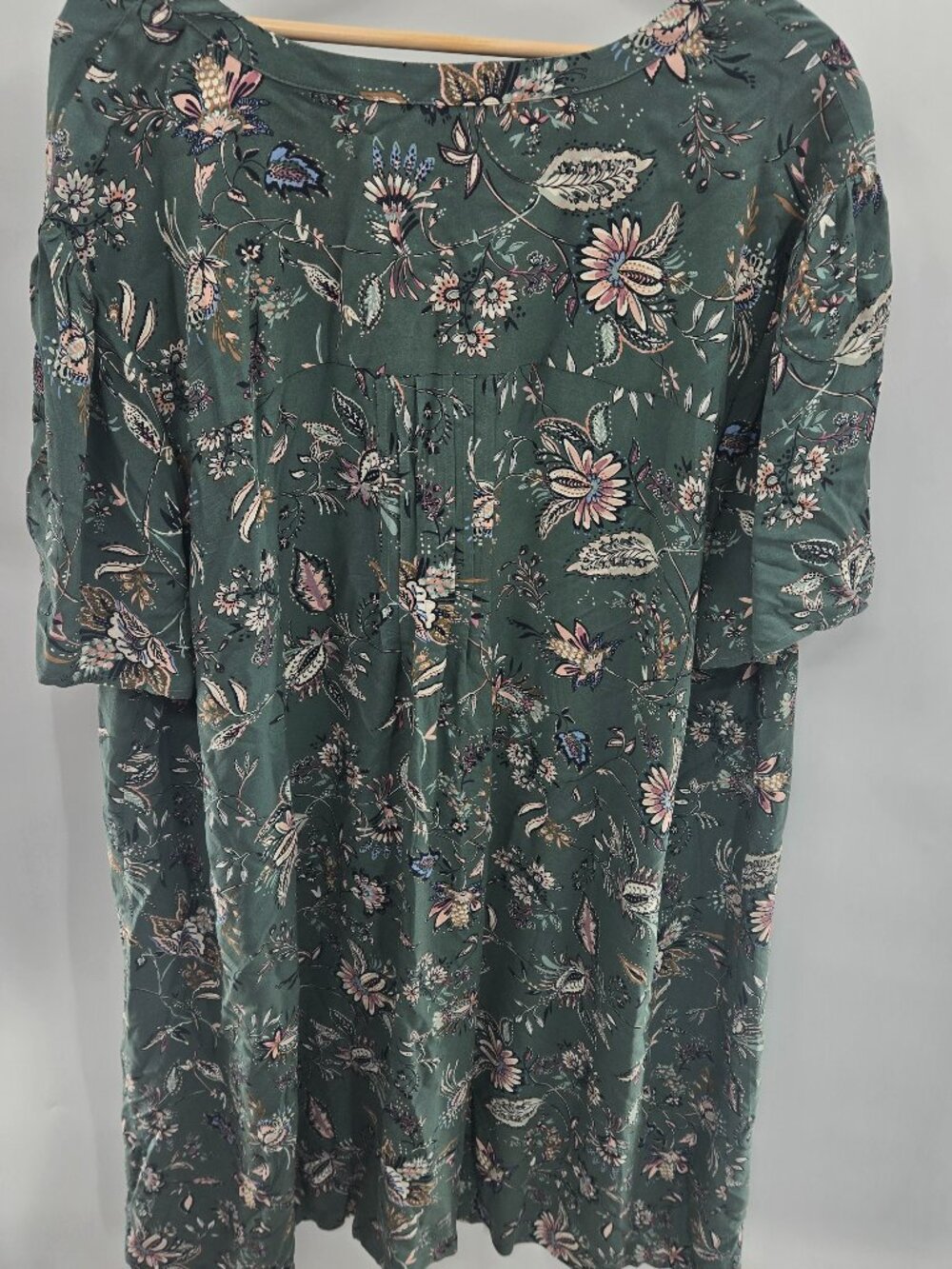 J. Jill Green Floral Pintuck Shirt Dress Rayon Size 3x - Picture 2 of 13